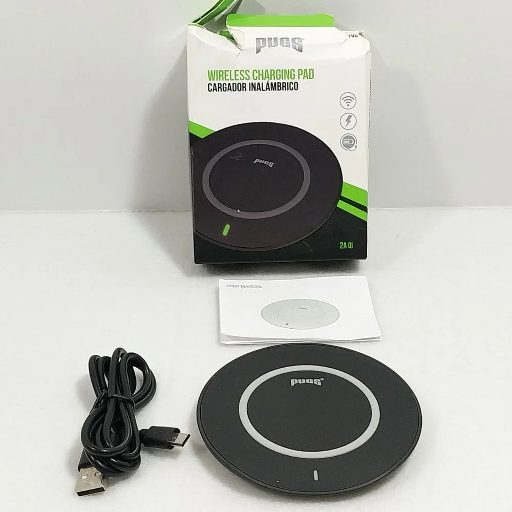 Pugs Wireless Charging Pad 2A Output Black & White New‎ With Box #1332